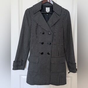 Halogen Classic Black and White Checkered Pea Coat